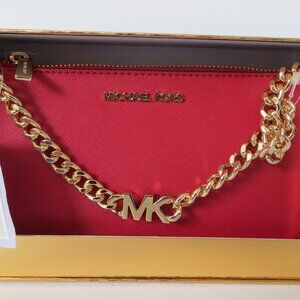 Michael Kors NWT POUCHETTE Sm Chain Bag - Saffiano Leather MSRP $198 In Gift Box